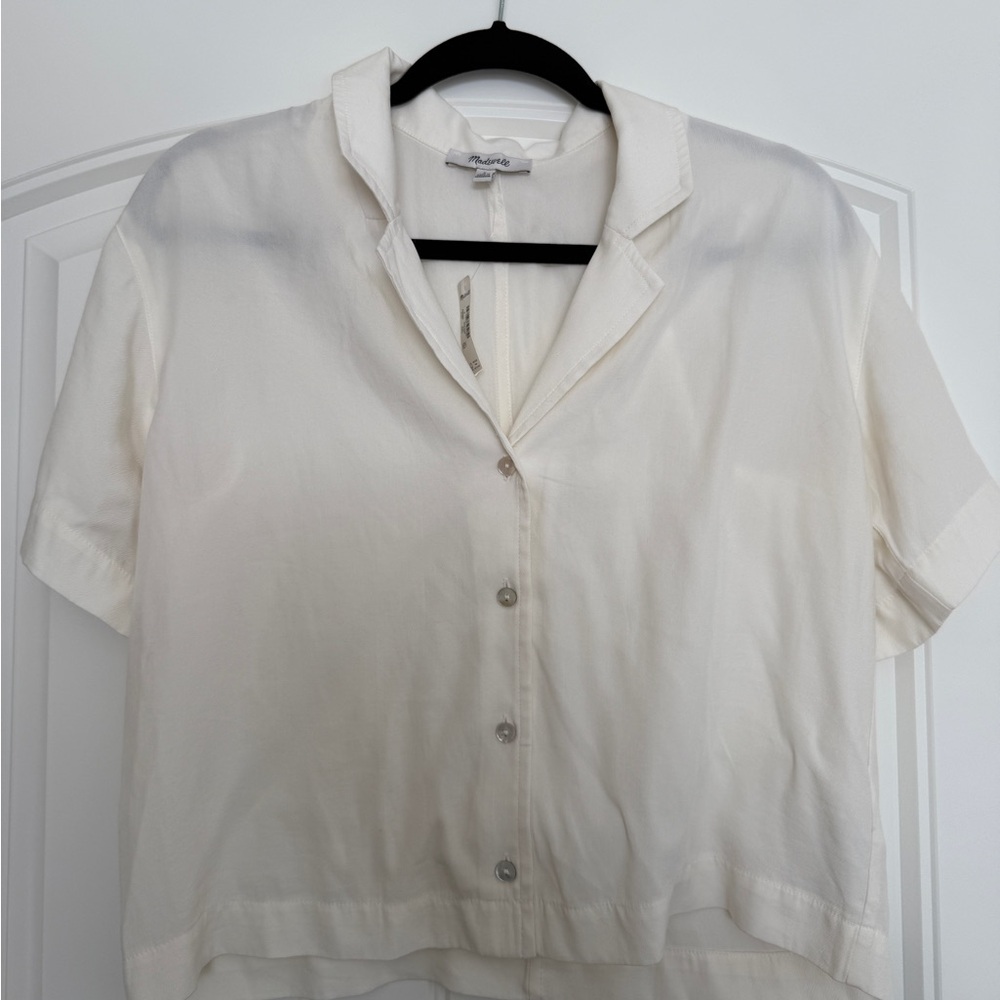 Madewell ivory short sleeve blouse